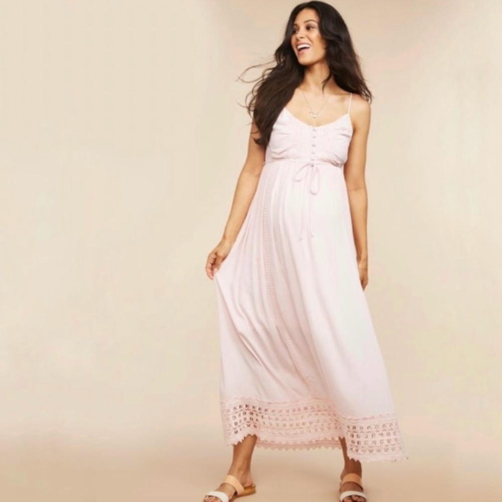 Motherhood Maternity Lace-Trim Maxi Dress